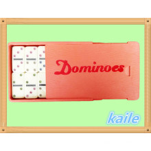 Doble 6 paquete de dominó colorido en caja de plástico